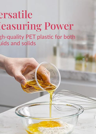 Prestee 50 Disposable Measuring Cups 8 oz - Plastic Paint Measuring Cups and Disposable Mixing Cups for Epoxy Resin - Versatile, Clear Measurement for Wet and Dry Ingredients for Baking and Crafting