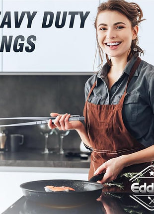 16 Inch long Kitchen Tweezers - 2 Pack large Tweezer Tongs for Cooking, Heavy Duty Stainless Steel Heat Resistant 600°F Food tweezers, Dishwasher safe