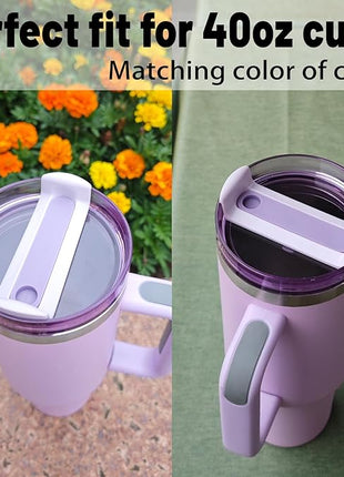 40 OZ Tumbler Lid Replacement Fit for Stanley Cup, 2 Pack Clear Replacement Lids Fit for Stanley Travel Tumbler, Spill Proof Tumbler Covers for Stanley Cup Accessories (Purple)