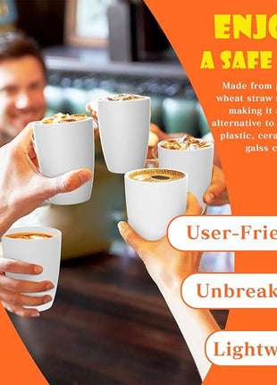 Homienly Wheat Straw Drinking Glasses, 12 OZ Alternative to Plastic Cups Set of 6, Reusable Drinking Cups for Kitchen, Outdoor, Unbreakable Lightweight Water Tumblers, Dishwasher Safe Cup Set(White)