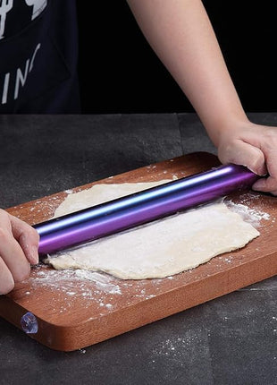 Berglander Rainbow Rolling Pin, 16.7 Inches Stainless Steel Colorful Matte Finish With Rainbow Titanium Plating Rolling Pin For Baking Pizza Dough, Pie, Cookie, Gift Ideas For Bakers.