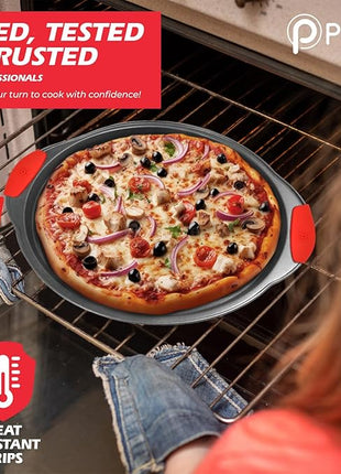 PERLLI Non-Stick 17-Piece Baking Pan Set, BPA-Free Carbon Steel Bakeware Set with Silicone Handles, Stackable Kitchen Oven Set, Cookie Sheet, Baking Tray, Baking Sheet Set, Utensils, Oven Safe (446°F)