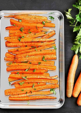 TeamFar Baking Tray and Rack Set, Stainless Steel Baking Pan Cookie Sheet with Cooling Rack, 12.5 x 10 x 1 inch, Non Toxic & Healthy, Easy Clean & Dishwasher Safe