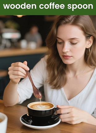 HANSGO Wooden Spoons for Eating, 6PCS Small Wooden Soup Spoons for Honey Coffee Stirring Tea Jam Bath Salts, 6 Inches