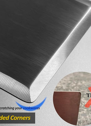 Stainless Steel Spatula Set With Full Tang Silicone Handle & Beveled Edges - Long Wide for Cast Iron Griddle BBQ Flat Top Grill, Pancake, Smash Burgers