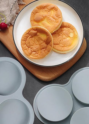 Silicone Egg Molds for Oven 2 Pcs, 4 Inch Silicone Muffin Top Pan Jumbo for Air Fryer, Nonstick Hamburger Bun Pans for Baking, Round Egg Mold for Breakfast Sandwiches Pie Tart Cake, Grey