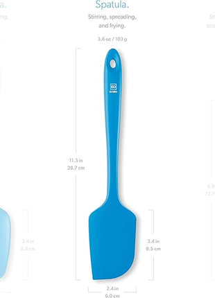 DI ORO Silicone Spatula - 600°F Heat-Resistant Rubber Kitchen Spatula for Baking, Scraping, & Mixing - BPA Free Nonstick Cookware Safe Flexible Utensil for Cooking - Seamless & Dishwasher Safe (Blue)