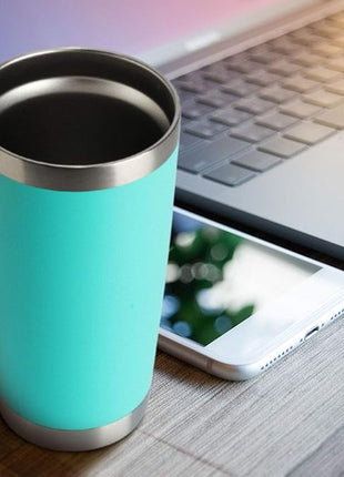 HASLE OUTFITTERS 20oz Tumblers Bulk Stainless Steel Cup with Lid Double Wall Vacuum Insulated Coffee Mug for Cold & Hot Drinks 8 Pack, Light Blue