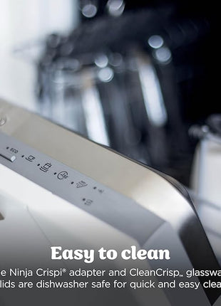 Ninja Crispi Air Fryer, Microwave, Freezer & Dishwasher Safe, Non Toxic Glass Portable Cooking System, 4 QT & 6 Cup Glass Containers with Storage Lids, Easy Meals, Air Fry, Bake, Stone, FN101ST