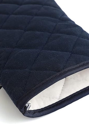 Oven Mitts and Pot Holders 4 pcs Set,High Heat Resistant 500 Degree Extra Thicken Long Kitchen Cotton Oven Glove for Cooking (12 Inch,Deep Blue)