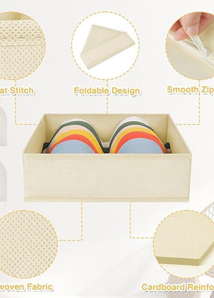DIMJ Drawer Organizer Clothes, 15 Pack Dresser Organizer, Foldable Closet Organizers and Storage, Fabric Dresser Bins, Drawer Dividers for Nursery, Baby Clothes, Underwears, Sock (Beige)