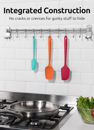 U-Taste Silicone Baking Spatula Set: 600ºF High Heat Resistant, Food Grade Flexible Rubber Kitchen Cooking Mixing Scraper, Food Grade Seamless Utensil for Nonstick Cookware Set of 3 (Colorful)