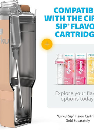 Cirkul 40oz. Apricot Stainless Steel Tumbler with Handle, All-Day StrawSip™, Double-Wall Insulated
