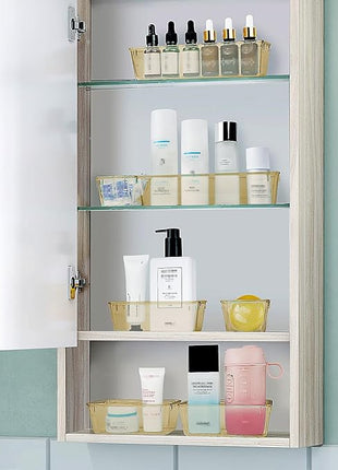 WOWBOX 25 PCS Plastic Drawer Organizer Set, 4 Sizes Desk Drawer Divider Organizers and Storage Bins for Makeup, Jewelry, Gadgets for Kitchen, Bedroom, Bathroom, Office, Clear Champagne