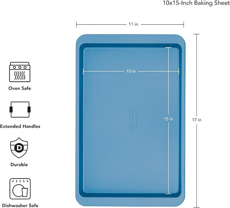 KitchenAid 10x15in Nonstick Aluminized Steel Baking Sheet, Blue Velvet