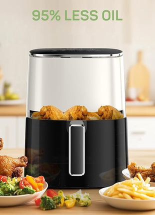 Air Fryer, 6-Quart with Viewing Window, 12-in-1 Functions - Air Fry, Roast, Reheat, Dehydrate, Bake, Steam, and More, 400°F Max Temperature