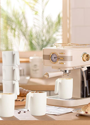 Homienly Wheat Straw Coffee Mugs Set of 6, Lightweight and Unbreakable Coffee Mugs with Handles, Alternatives to Plastic Coffee Mug, Microwave and Dishwasher Safe Cups for Kitchen, Tea - White