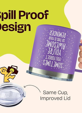 Xmas Gifts for Women - Birthday Friendship - Sometimes You Forget Your Awesome Gifts Purple Coffee Mug for Older Women 14oz Inspirational Unique