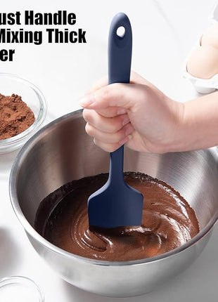 600°F Heat Resistant Silicone Spatula, Doosu High Temp Flexible Kitchen Rubber Bowl Scrapers Food Grade Seamless Baking Supplies Scratch-Proof for Scraping Non-Stick Pans (Navy Blue, 11.4in)