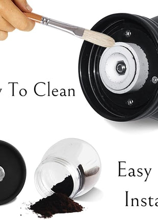 Mixpresso Manual Coffee Grinder, Spice Grinder Manual, Glass Jars, Ceramic Burr, Adjustable Grind, Easy to Clean, Portable Compact Design, 3 Piece Set, Stainless Steel