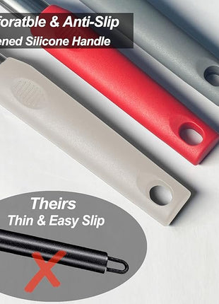 Silicone Spatula and Cooking Spoon,5 Pack Non-Stick Cooking Utensils for Kitchen，Heat Resistant Solid & Slotted Spoons and Spatulas, Stainless Steel Handle Coated with Silicone, Khaki