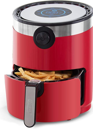 Dash DMAF360GBRD02 Aircrisp® Pro Digital Air Fryer + Oven Cooker with Digital Display + 8 Presets, Temperature Control, Non Stick Fry Basket, Recipe Guide + Auto Shut Off Feature, 3qt, Red