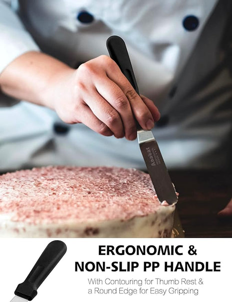 Anaeat Icing Spatula, Professional Cake Angled Offset Spatula with 8" Stainless Steel Blade - Thickened Frosting Knife with Durable Plastic Handle for Cake Decorating, Pastry & Baking