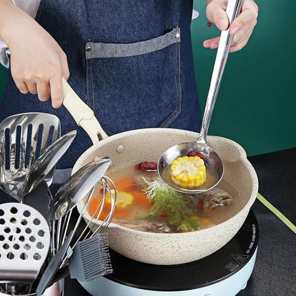 Stainless Steel Ladle, Berglander Soup Ladle, Cooking Ladle, Kitchen Ladle, Metal Soup Spoon For Cooking Non-Stick And Heat Resistant, Dishwasher Safe, Easy to Clean