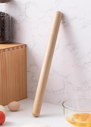 AISOSO French Rolling Pin, 17.7 Inches Wood Rolling Pins for Baking, Extra Long Classic Wooden Dough Roller for Fondant Pizza Pie Crust Cookie Pastry, Kitchen Baking Essentials, Light Yellow