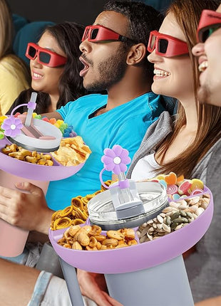 Snack Bowl for Stanley Cup 40 oz with Handle-Perfectly Compatible with Stanley Quencher H2.0 Tumbler 40 oz with Handle, Reusable Silicone Snack Tray, Stanley cup accessories (Orchid Snack Bowl)