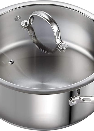 Cooks Standard Dutch Oven Casserole with Glass Lid, 7-Quart Classic Stainless Steel Stockpot, Silver