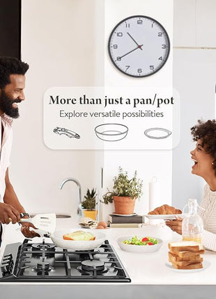 19 Pcs Pots and Pans Set Non Stick Ceramic Cookware Set with Removable Handles, Non Toxic Induction Kitchen Cookware Sets RV Cookware,Dishwasher/Oven Safe PFAS/PTFE/PFOA Free Cream White