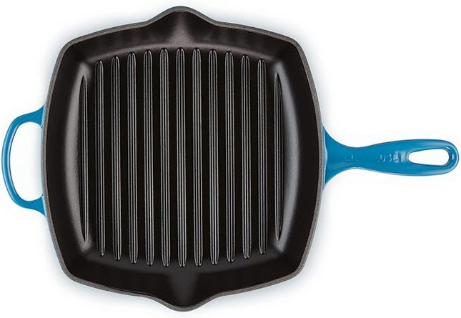 Le Creuset Enameled Cast Iron Signature Square Skillet Grill, 10.25", Marseille
