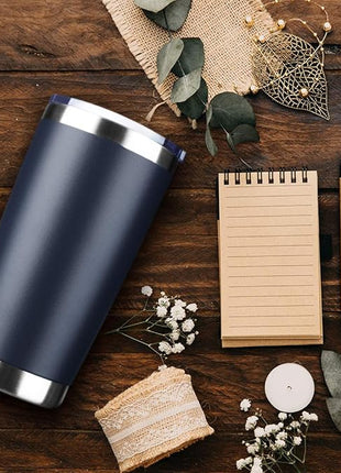 20oz Tumbler Bulk Stainless Steel Vacuum Insulated Tumblers with Lid Double Wall Travel Mug, Durable Powder Coated Coffee Cup, Suitable for Ice Drinks and Hot Beverage (Navy 1pack)
