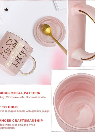Coworker Leaving Gifts for Women, Farewell Gift, Going Away Appreciation Gifts for Coworker, Friends, Work Bestie, Chance Made Us Colleagues - 14oz Pink Marble Coffee Cup Mug