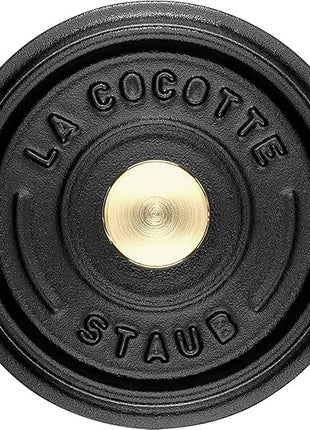 STAUB Cast Iron Dutch Oven 0.5-qt Round Cocotte, Made in France, Serves 1, Matte Black
