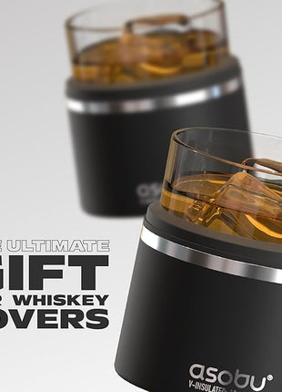 asobu Whiskey Glass with Insulated Stainless Steel Sleeve, 10.5 ounces (Smoke)