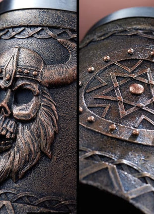 Arola Viking Axe Mug, Stainless Steel Horn Beer Cup, Viking Warrior Skull Cup Tankard, Drinking Cup Coffee Beer Steins,Medieval Skull Drinkware Mug for Coffee/Beverage/Juice17oz Gift for Men