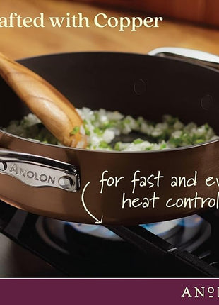 Anolon 83852 Nouvelle Copper Hard Anodized Nonstick Cookware Set / Pots and Pans Set - 11 Piece, Brown