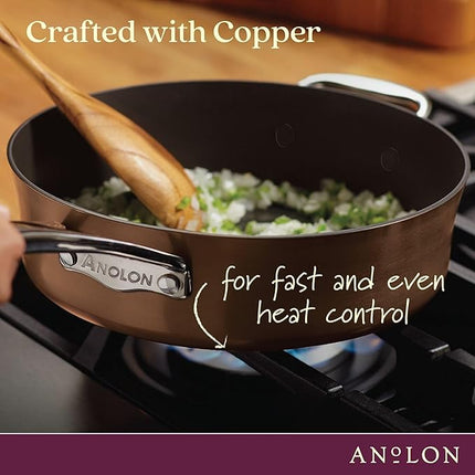 Anolon 83852 Nouvelle Copper Hard Anodized Nonstick Cookware Set / Pots and Pans Set - 11 Piece, Brown