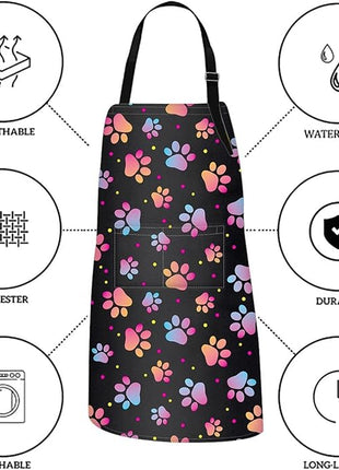 Britimes Apron Home Kitchen Cooking Baking Paw Animal Dog Apron Gardening for Women Men with Pockets 32x28 inch