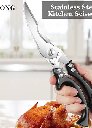 ANDONG Heavy Duty Kitchen Scissors, Professional Poultry Shears, Cooking Utensils, Black