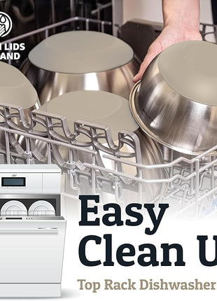 Priority Chef Stainless Steel Mixing Bowls with Lids Set, 3 Grater Attachments, Airtight Lids, Non-Slip Silicone Base Mixing Bowl Set, Large Prep Metal Mixing Bowls for Kitchen, Khaki