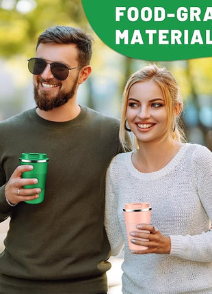 Insulated Coffee Tumblers with Flip Lid 12oz / 17oz, Stainless Steel Travel Coffee Mug Leak Proof, Vacuum Insulated Coffee Mug Reusable Cup, Keeps Cold and Hot for Coffee Tea