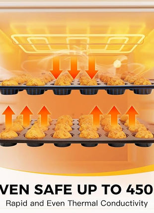 HONGBAKE mini muffin pan nonstick 24, Cupcake Tin for Baking, Commercial Small Cup Cake Tray for Cheesecake, 1.8dia, Heavy-duty, Gray