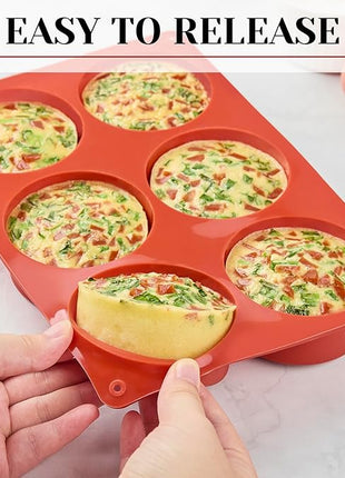 2 Pack Silicone Egg Bite Molds, Deep 3 Inch Frittata Baking Pans, Round Baking Molds for Breakfast Sandwiches, English Muffin, Hamburger Buns, Cheesecake, Dinner Rolls