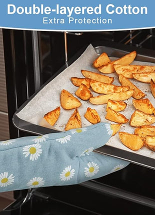 AUAUY Oven Mitts and Pot Holders, 392°F Heat Resistant Cooking Gloves and Hot Pads, Baking Mittens Grilling Gloves BBQ Gloves. Non-Slip Kitchen Mittens Home Essentials for Oven Cooking Baking Grilling