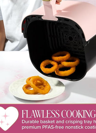 Paris Hilton Air Fryer, Large 6-Quart Capacity, Nonstick Made without PFAS, Touchscreen Display, 8-in-1 (Air Fry, Roast, Broil, Bake, Reheat, Keep Warm, Pizza, Dehydrate), Dishwasher Safe, Pink
