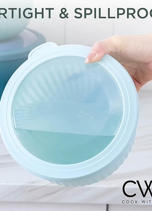 COOK WITH COLOR Prep Bowls with Lids- Wide and Deep Nesting Plastic Small Mixing Bowl Set with Lids, 12 Piece Set - Deep Bowls, Teal