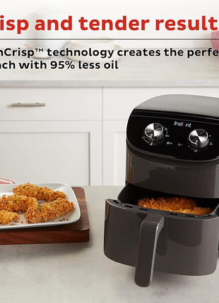 Instant Pot Essentials 4QT Air Fryer with EvenCrisp Technology that Crisps and Reheats, Easily Adjust Time & Temperature For Quick Meals, 100+ In-App Recipes, from the Makers of Instant Pot, Black